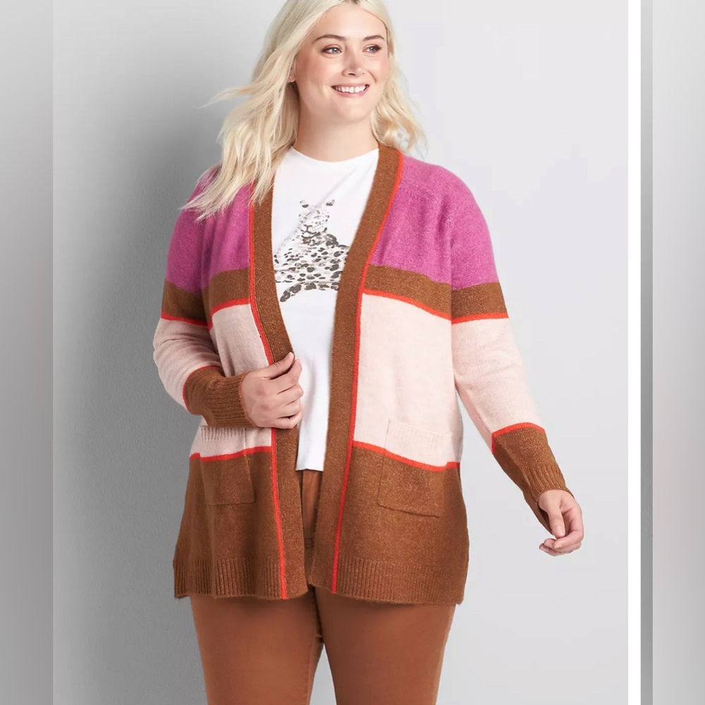 Open front color block cardigan size 26/28